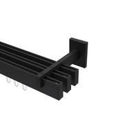 GARDINENSTANGE INNENLAUF Smartline Paxo 420 cm (geteilt in 3 x 140 cm), 3-läufig, 14x35 mm Schwarz - Schwarz, Metall (420cm) - INTERDECO