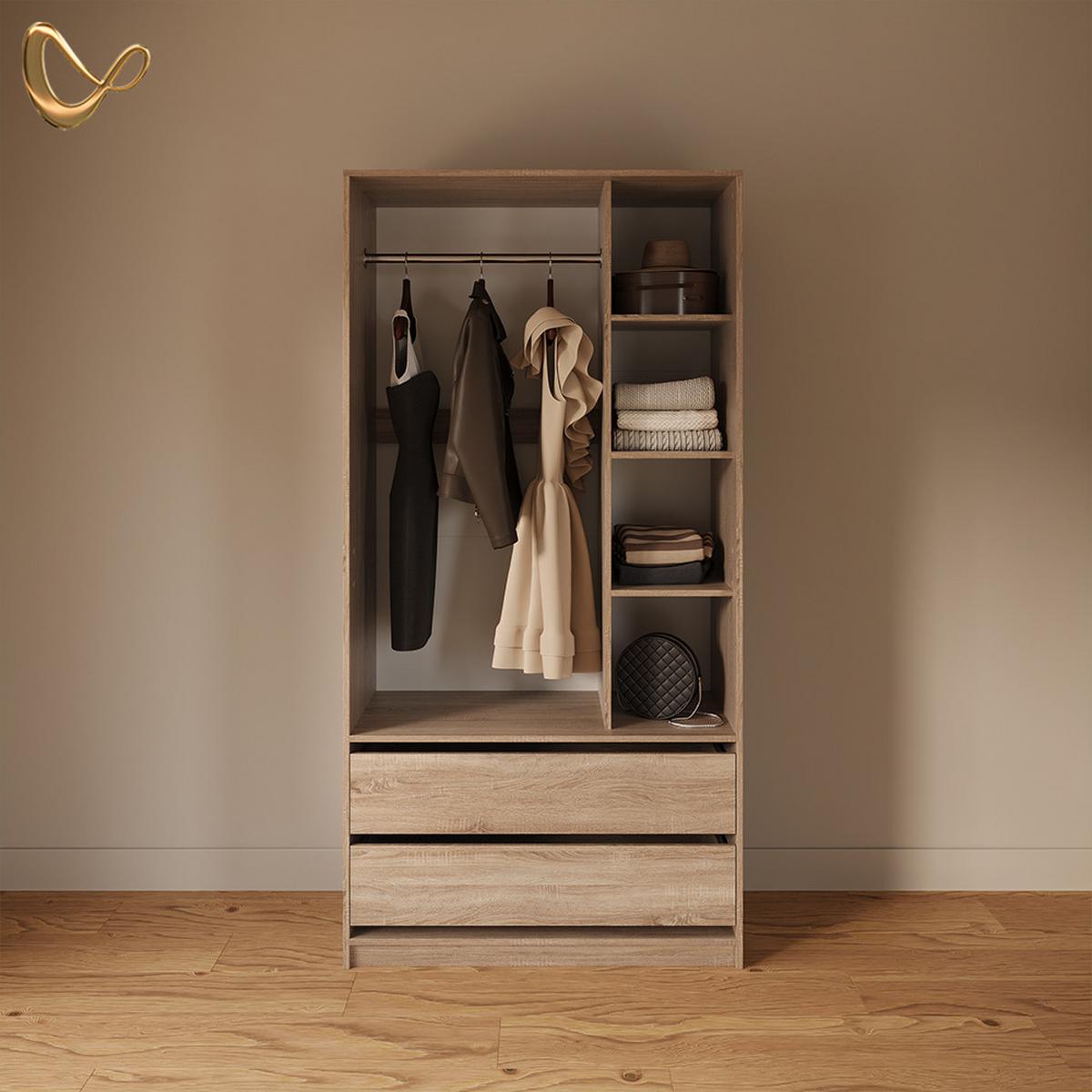 KLEIDERSCHRANK Trento Sonoma mit 2 Schubladen - Sonoma Eiche, Holzwerkstoff (100/200/50cm) - Livinity®