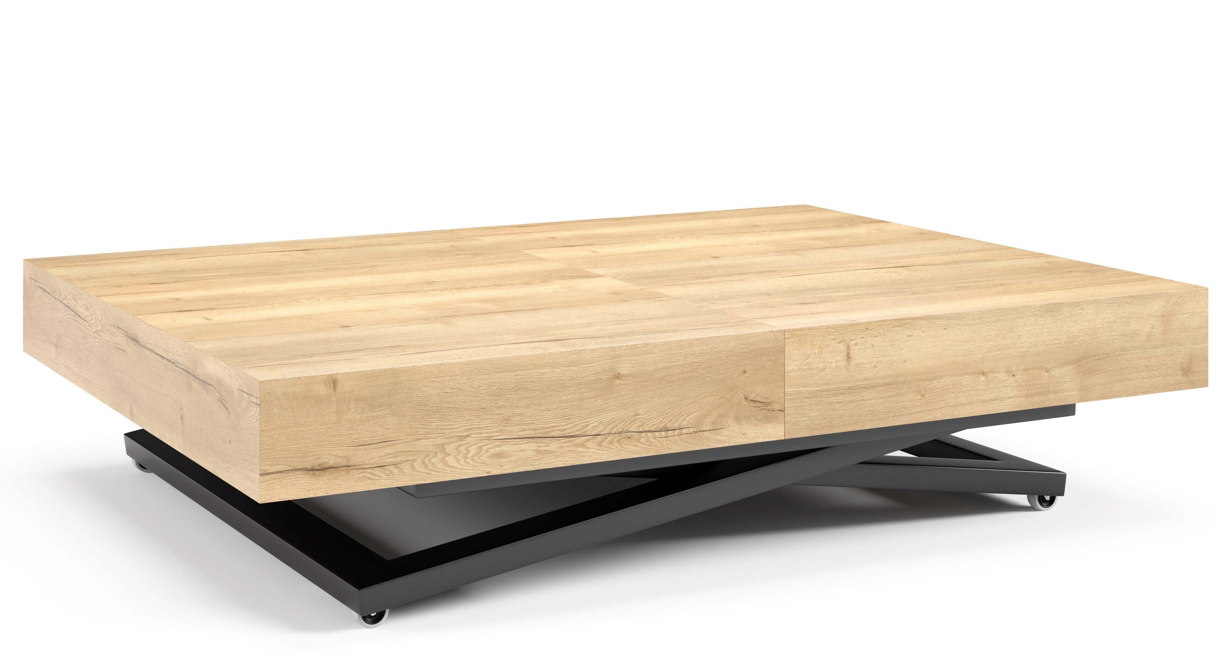 ESSTISCH UND COUCHTISCH IN EINEM Elano Halifax Eiche - Hellbraun/Schwarz, Holz/Metall (80/200/80cm) - S-Style Möbel