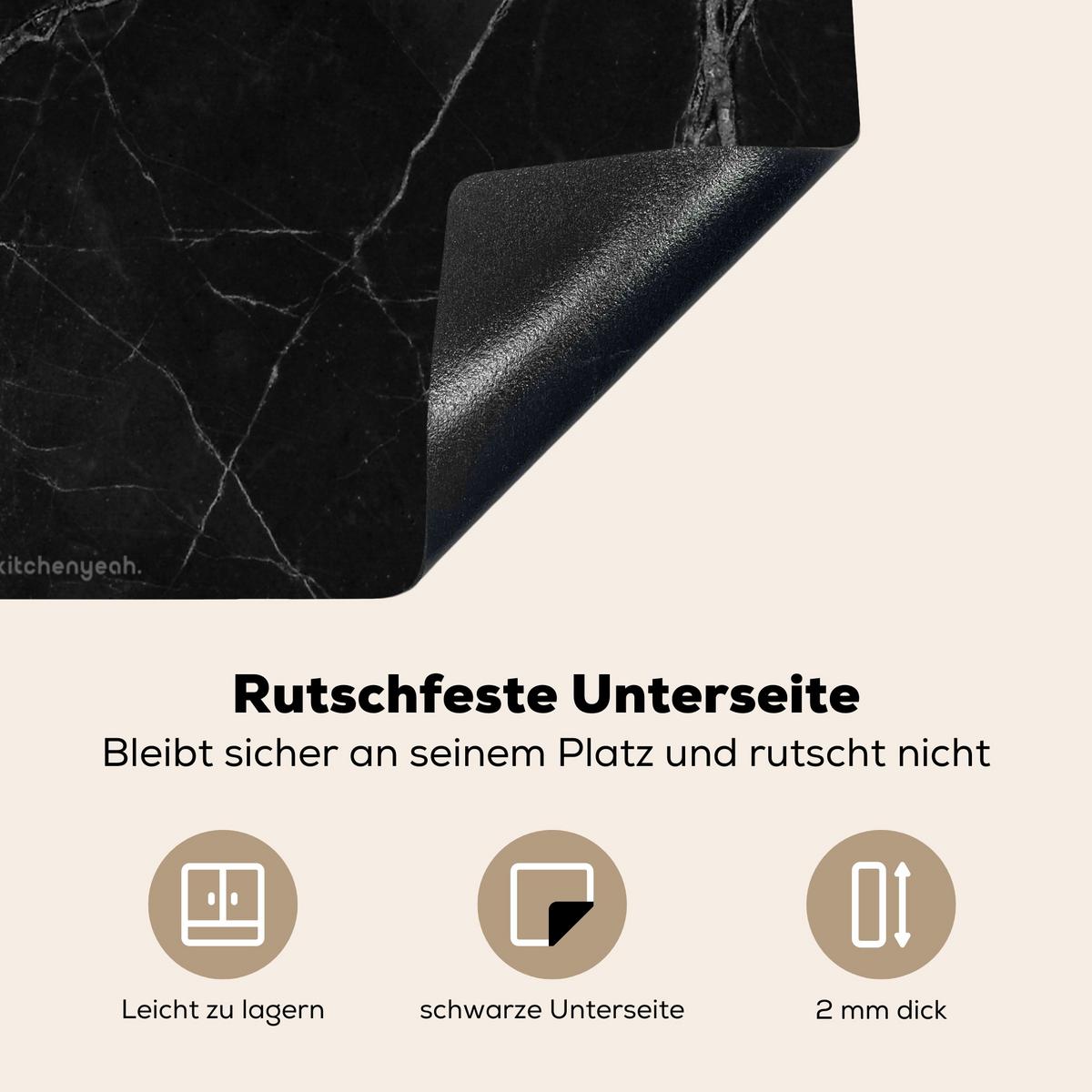 HERDABDECKPLATTE Schwarz - Marmor Abdeckung Ceranfeld 58.3x51.3 cm - Schwarz, Kunststoff (58.3/51.3/0.2cm) - MuchoWow