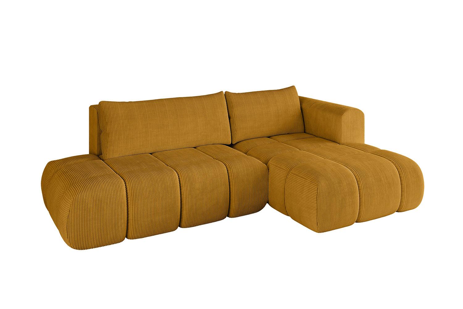 ECKSOFA Ottomane Rechts CLOUD-L 280x185x90 Senfgelb Cord - Currygelb, Holzwerkstoff/Kunststoff (185/280cm) - ALTDECOR