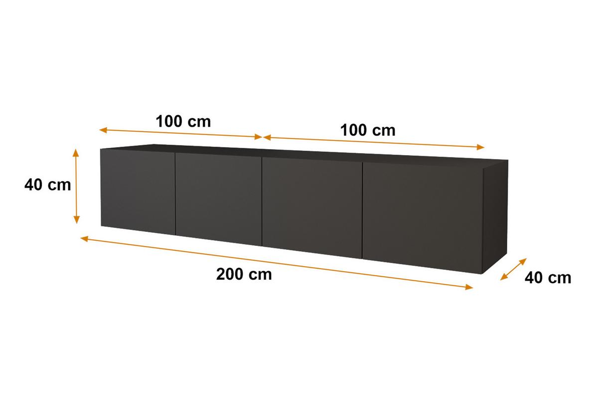 LOWBOARD ELIO-W 2x100x40x40 cm - Schwarz - Schwarz, Holzwerkstoff (200/40/40cm) - ALTDECOR
