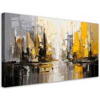 LEINWANDBILD Architektur Stadt Abstraktion 80x40cm - Gelb, Textil (80/40cm) - Feeby