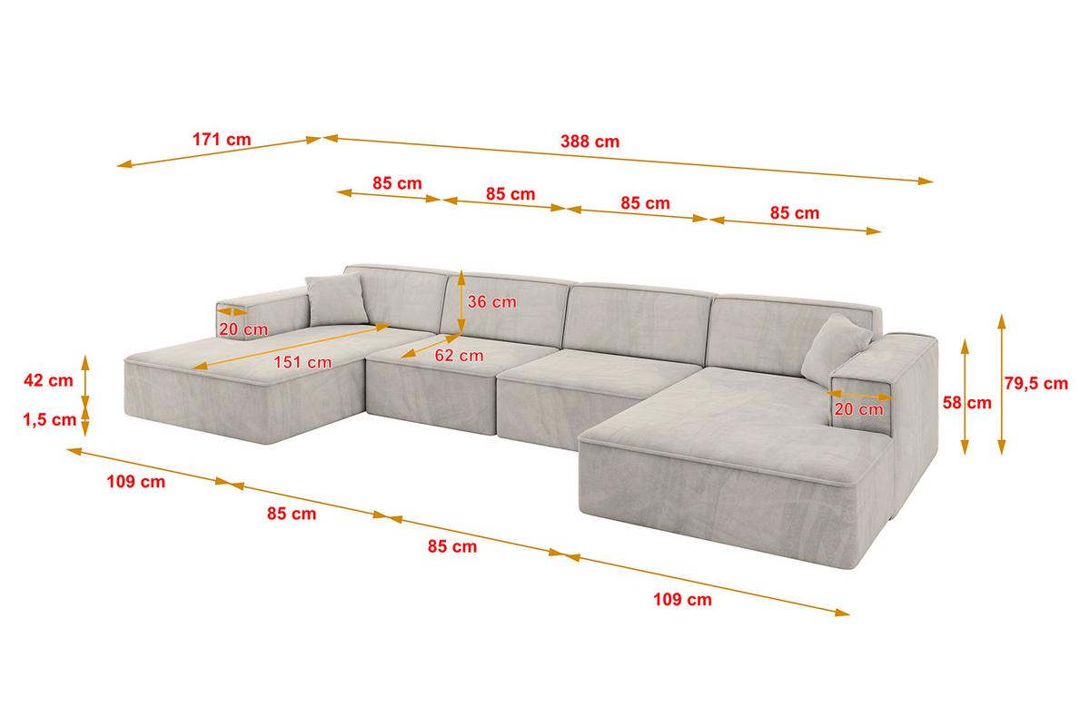 WOHNLANDSCHAFT IREA-U2-v4 - 388x171x79 cm Hellbraun - Hellbraun, Holzwerkstoff/Textil (388/79/171cm) - ALTDECOR