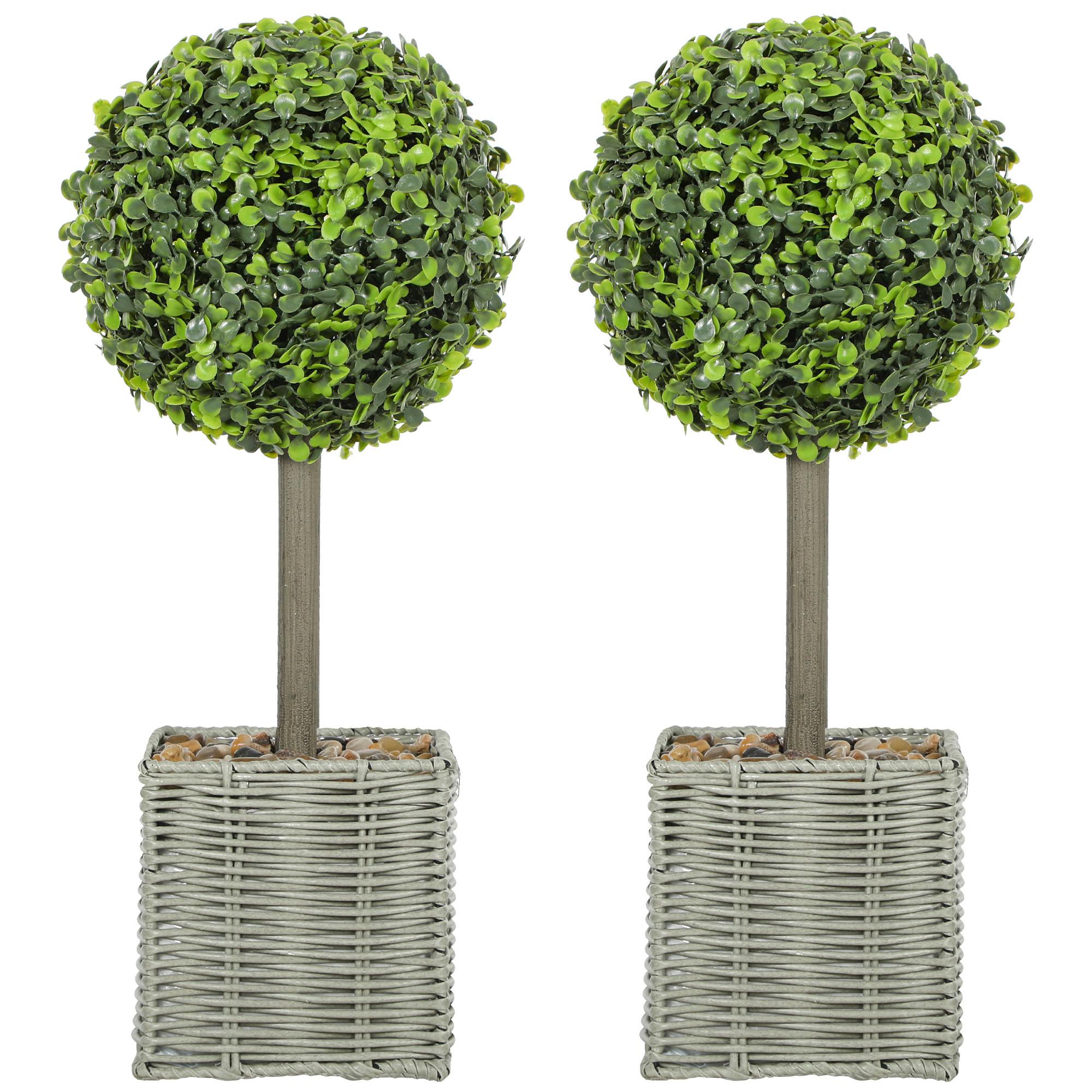 KUNSTPFLANZE 2er Set Kunststoff Zement Grün - Grün, Kunststoff (50cm) - HOMCOM