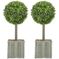 KUNSTPFLANZE 2er Set Kunststoff Zement Grün - Grün, Kunststoff (50cm) - HOMCOM
