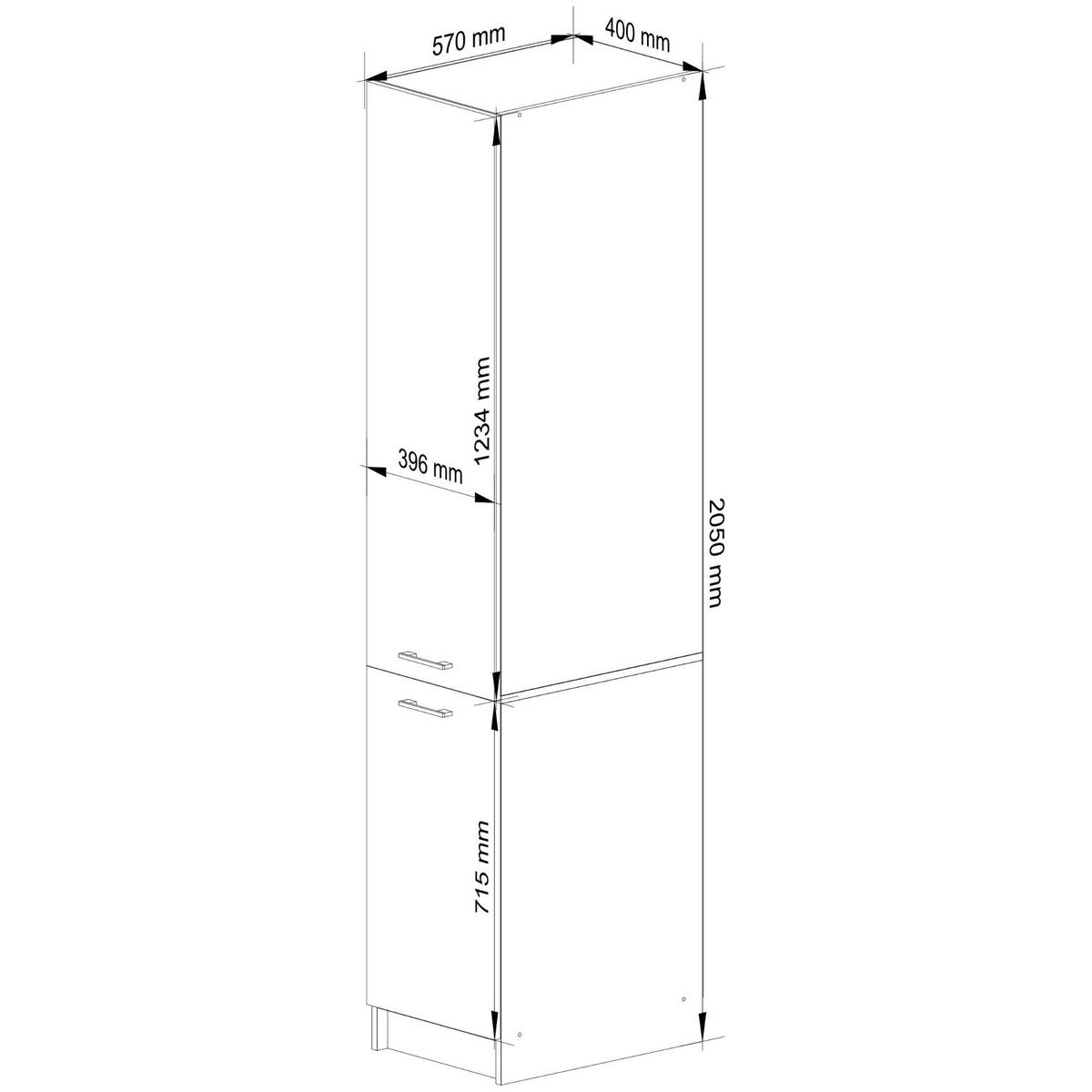 HOCHSCHRANK Weiß, Beton 205/40/57 - Weiß, Holzwerkstoff (40/205/57cm) - RAUMHIRSCH FURNITURE