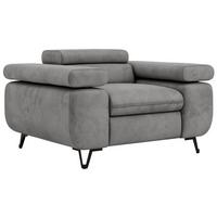 SESSEL PETER 1 - Hellgrau Velvet - Silberfarben/Hellgrau, Textil/Metall (126/76/99cm) - MKS