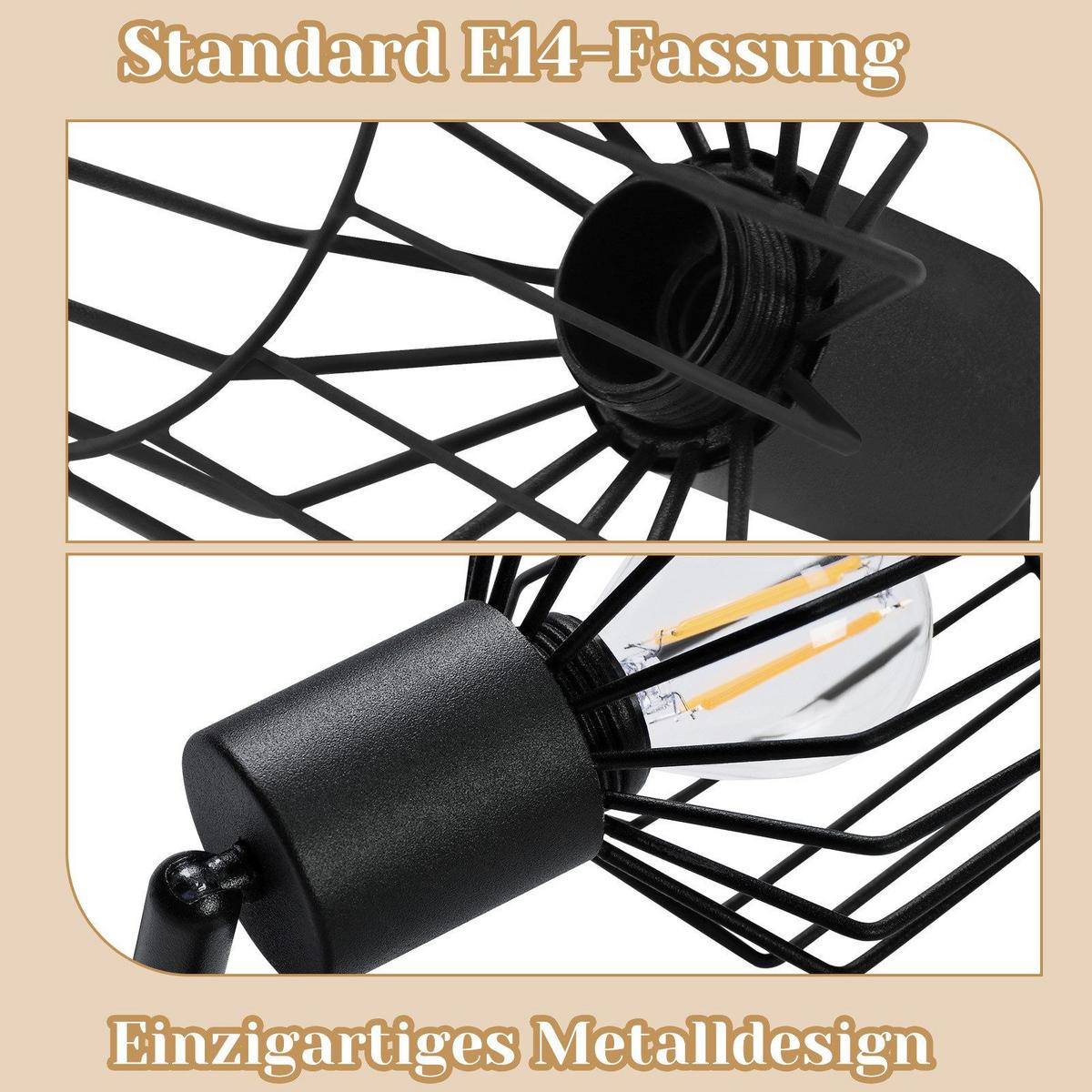 DECKENSTRAHLER Franziska 6-flammig 122/20/10 cm - Schwarz, Metall (122/20/10cm) - Nettlife