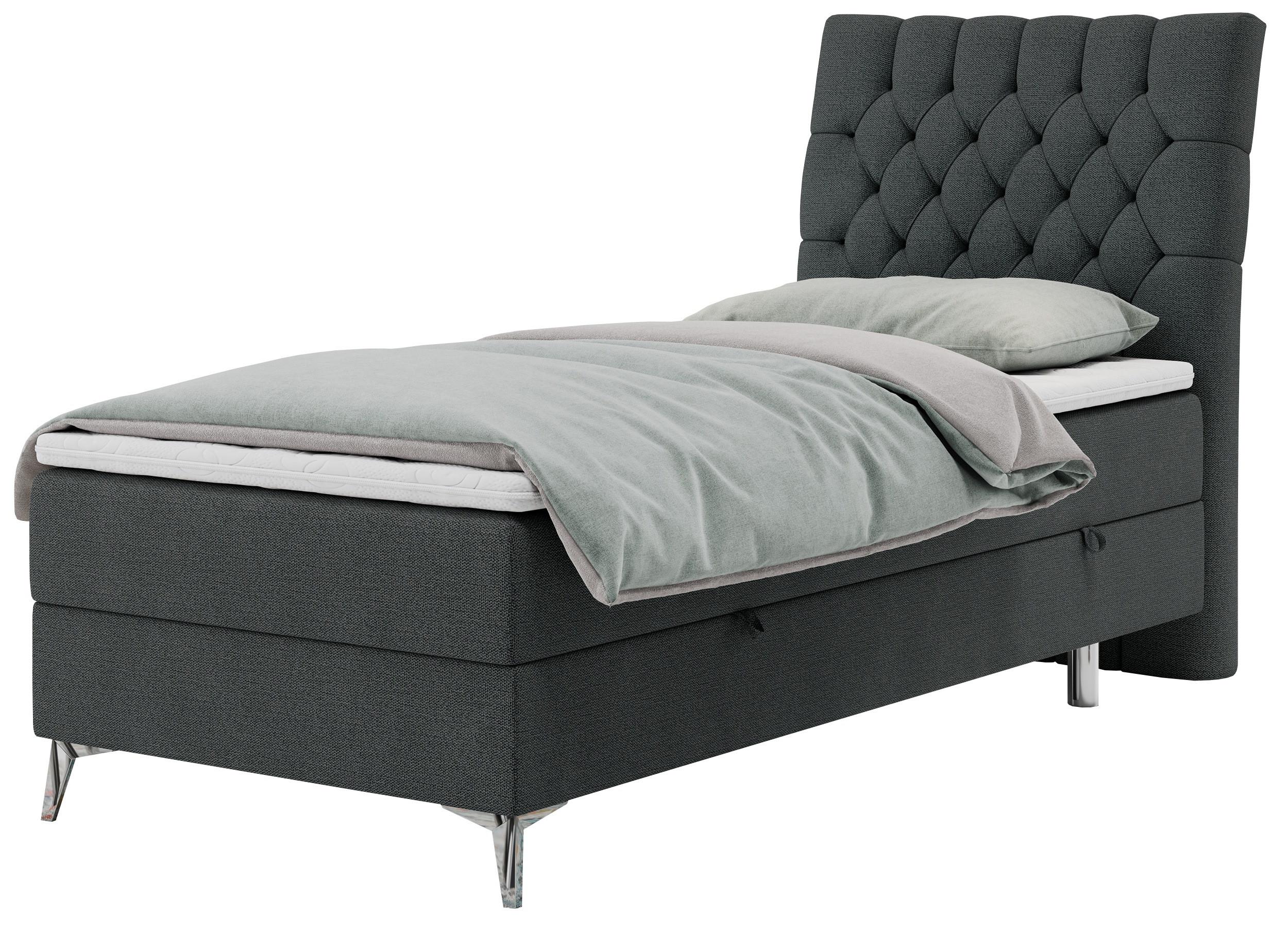 BOXBETT MILEN 90/200 Dunkelgrau Struktur - H3 - Rechts Seite - Dunkelgrau, Holz/Textil (90/200cm) - MKS