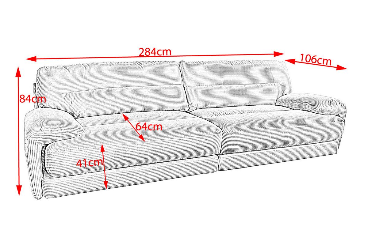 SOFA CINE Cremeweiß Cord - Creme/Schwarz, Kunststoff/Textil (284/84/106cm) - KAWOLA