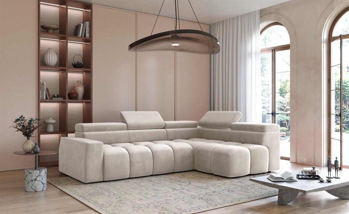 ECKSOFA Darcy - Beige, Holzwerkstoff/Textil (305/210cm) - Fun Möbel
