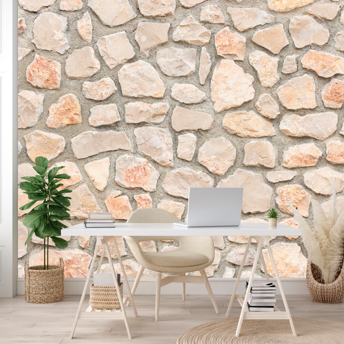 FOTOTAPETE für Wohnzimmer Steinmauer Ziegel Wand Industrial Textur 100x70 - Weiß/Grau, Papier (100/70cm) - Muralo