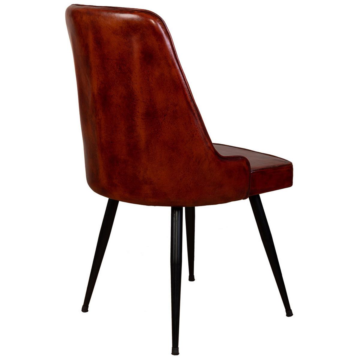 STUHL mit braunem Lederbezug, 51x58x91 cm - Braun, Metall (51/91/58cm) - Wanderlust