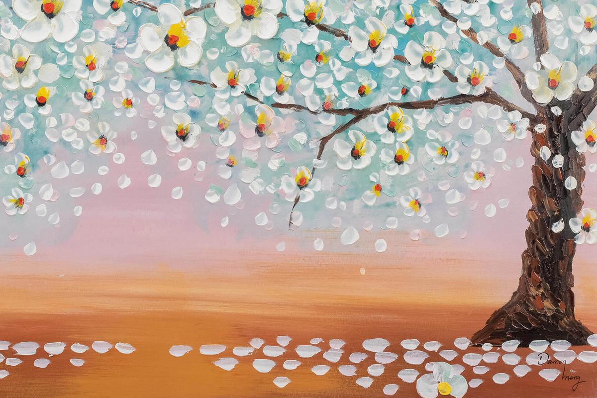 ACRYLBILD HANDGEMALT 120/80 cm - Weiß/Orange, Holz/Textil (120/80cm) - KUNSTLOFT