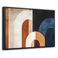LEINWAND Bilder mit Rahmen - Abstrakt - Formen - Dunkelblau - 30x20 - Cognac, Textil (30/20cm) - MuchoWow