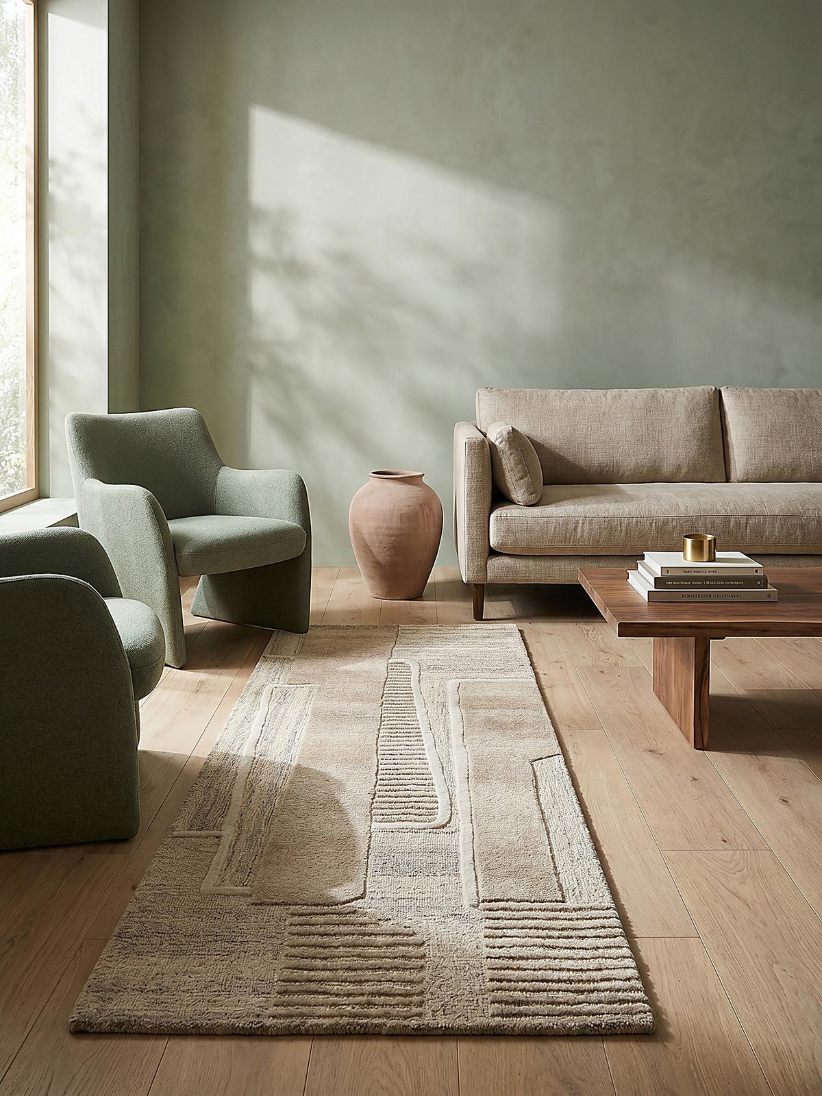 WOLLTEPPICH EDALE, abstrakt, Natur, 80 x 300 cm - Beige, Textil (80/300cm) - KADIMA DESIGN