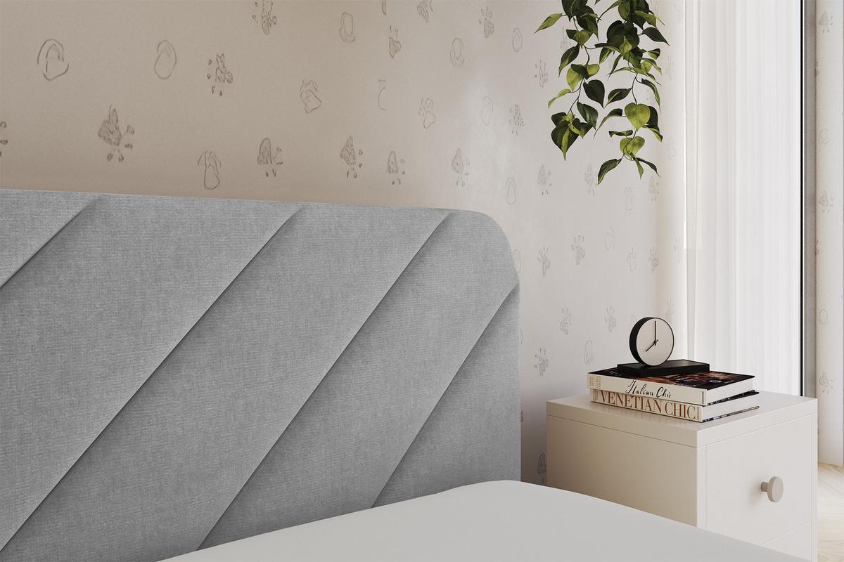 EINZELLBETT Jugendbett mit Bettkasten, Links - FIKY 80x200 Grau - Hellgrau, Holzwerkstoff/Textil (80/200cm) - ALTDECOR