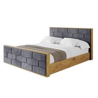 POLSTERBETT mit Bettkasten, Fußteil und Lattenrost, Boxbett mit Matratze H3/H4 - ENZO8-Z 200x200 Dunkelgrau - Dunkelgrau, Holzwerkstoff/Textil (200/200cm) - ALTDECOR