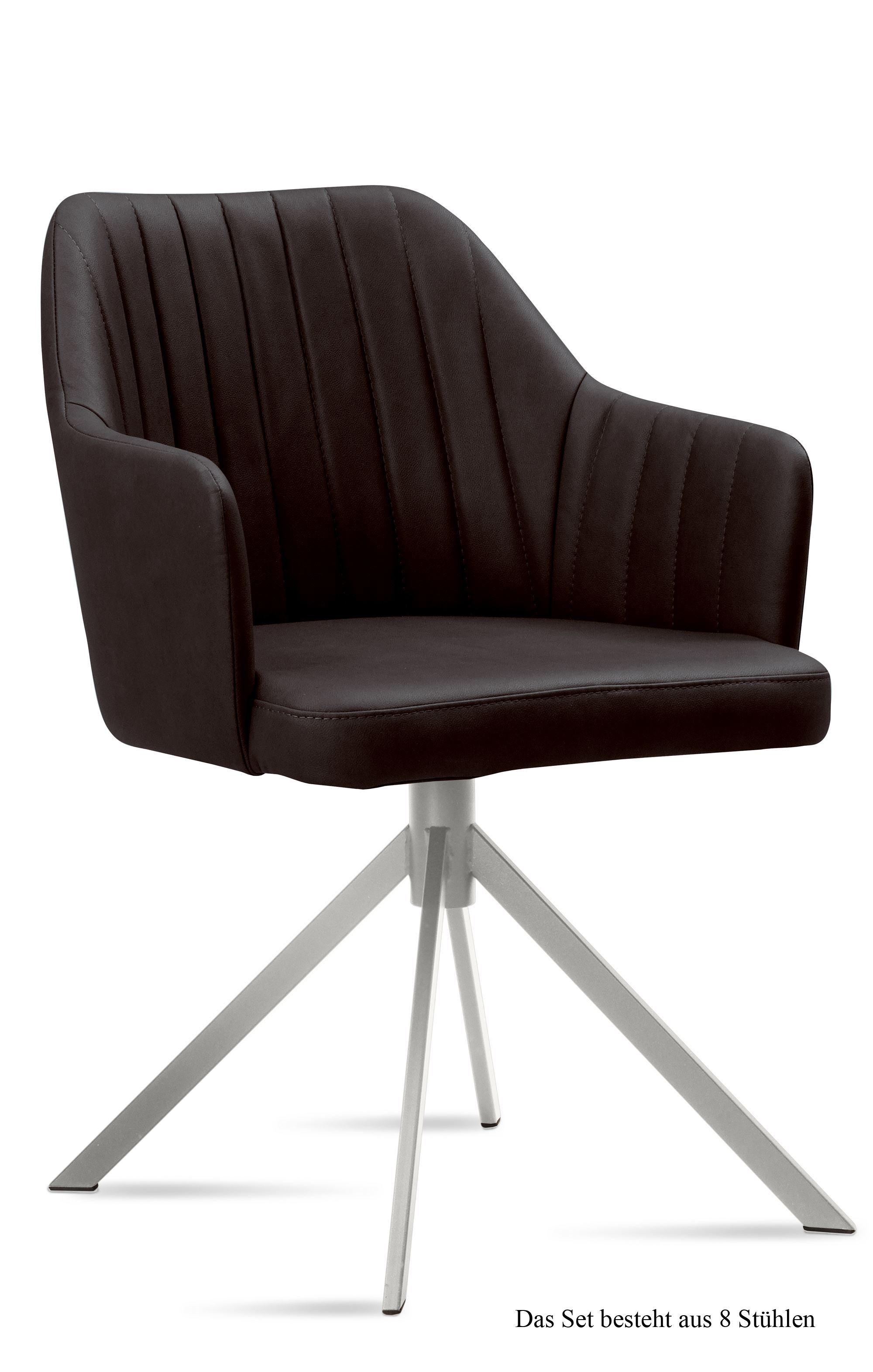 ARMLEHNSTUHL (8er-Set) Dorthe 58x81x60 Edelstahl/Espresso - Edelstahlfarben/Dunkelbraun, Kunststoff (60/81/58cm) - 58aufmkessel