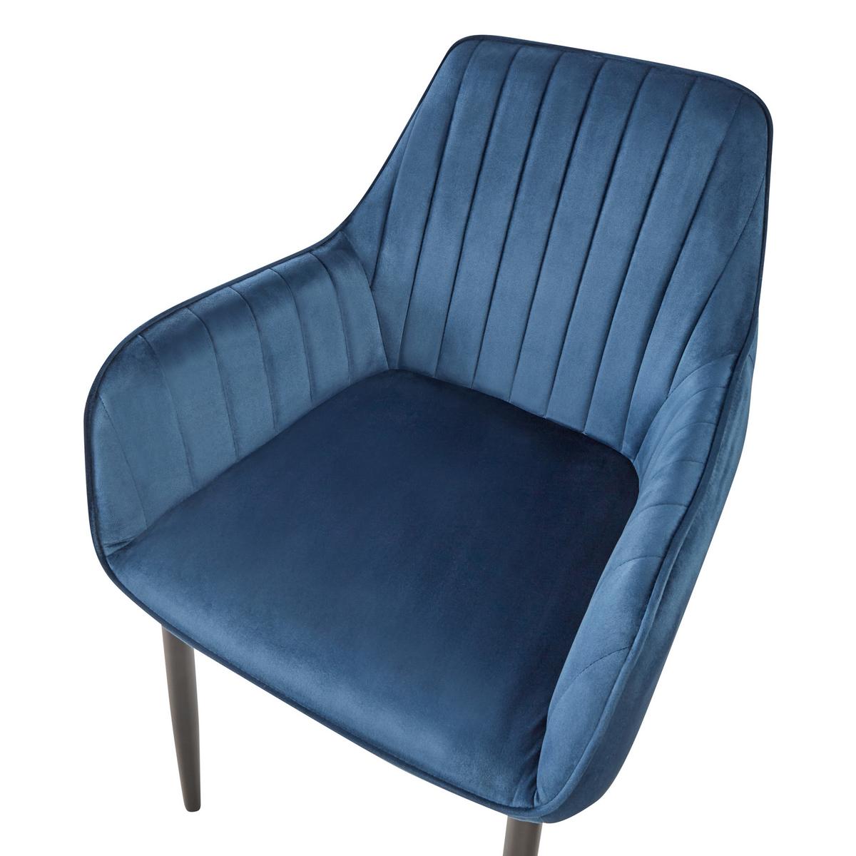 ESSZIMMERSTUHL 2er-Set Samtstoff Blau Wellston - Blau, Textil/Metall (58/86/43cm) - Beliani