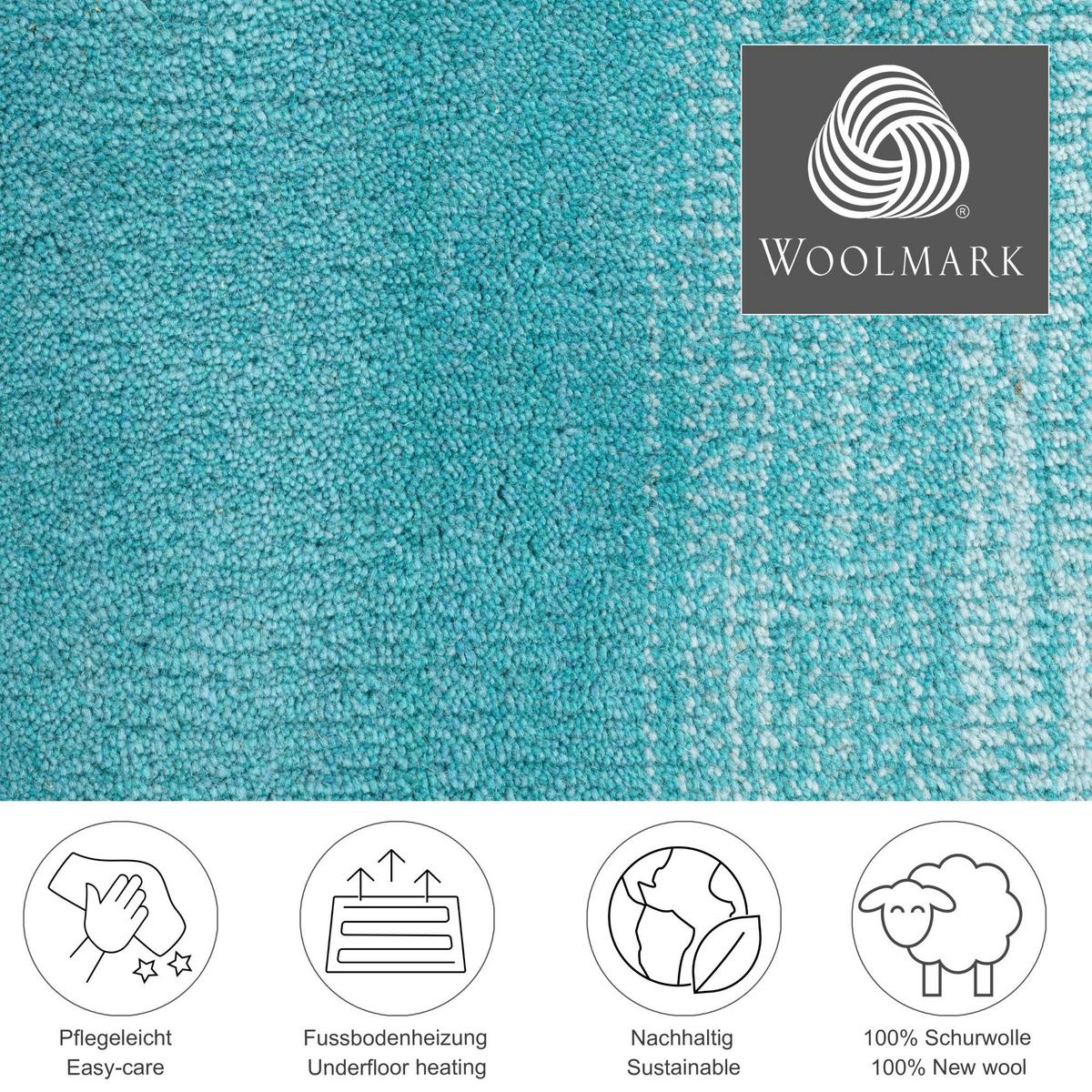 TUFTTEPPICH Wool Comfort 70x140 cm - Türkis, Textil (70/140cm) - THEKO