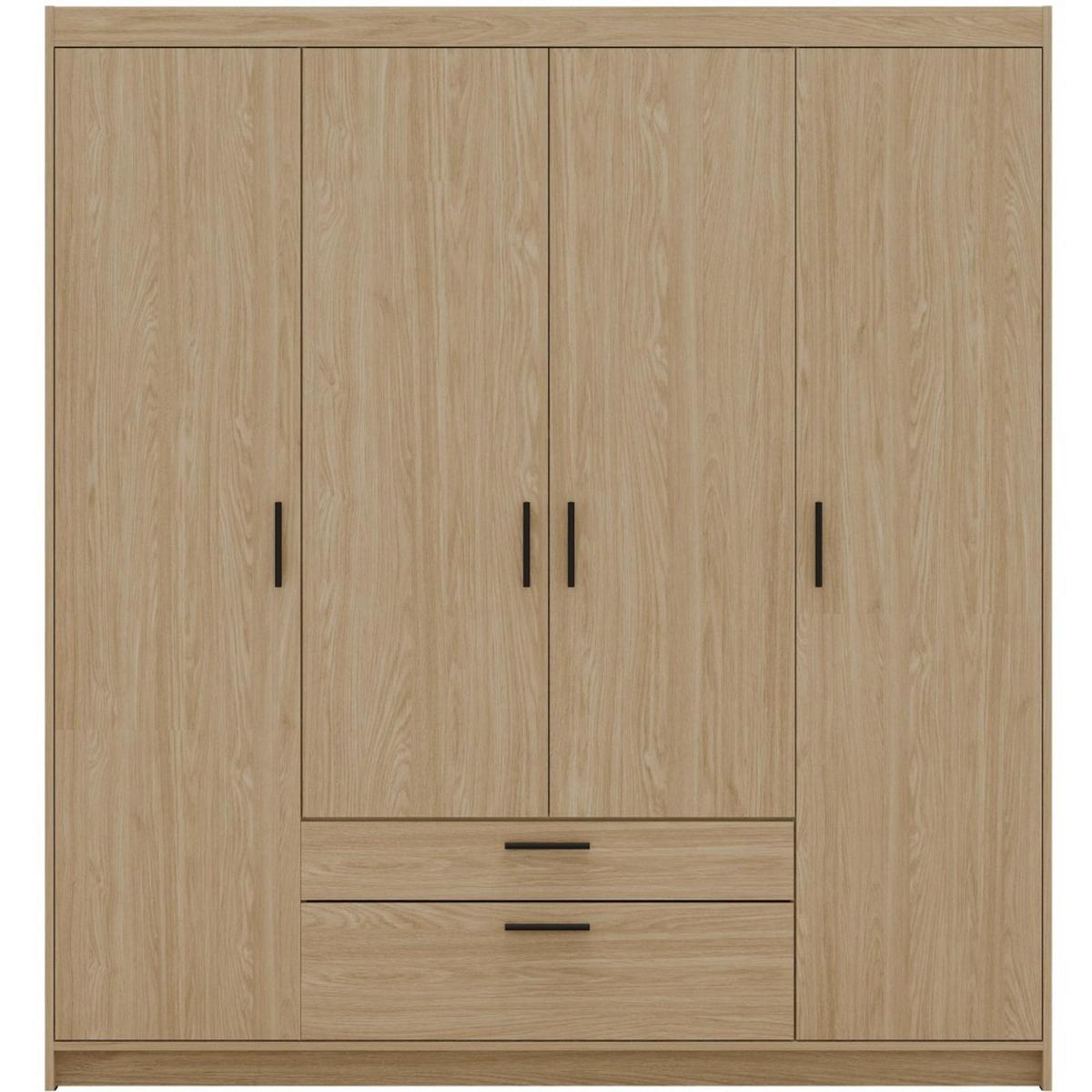 DREHTÜRENSCHRANK Elena mit 4 Türen und 2 Schubladen, ohne Spiegel Eiche Geölt - Eichefarben, Holzwerkstoff (176/190/53cm) - Beautysofa