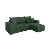 ECKSOFA mit Schlaffunktion Ottomane Rechts SENO-L 249x139x85 Grün Cord - Dunkelgrün/Schwarz, Holzwerkstoff/Kunststoff (249/139cm) - ALTDECOR