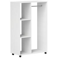 KLEIDERSCHRANK-AUF-ROLLEN Spanplatte Aluminiumlegierung Weiß - Weiß, Holz (40/128/80cm) - HOMCOM