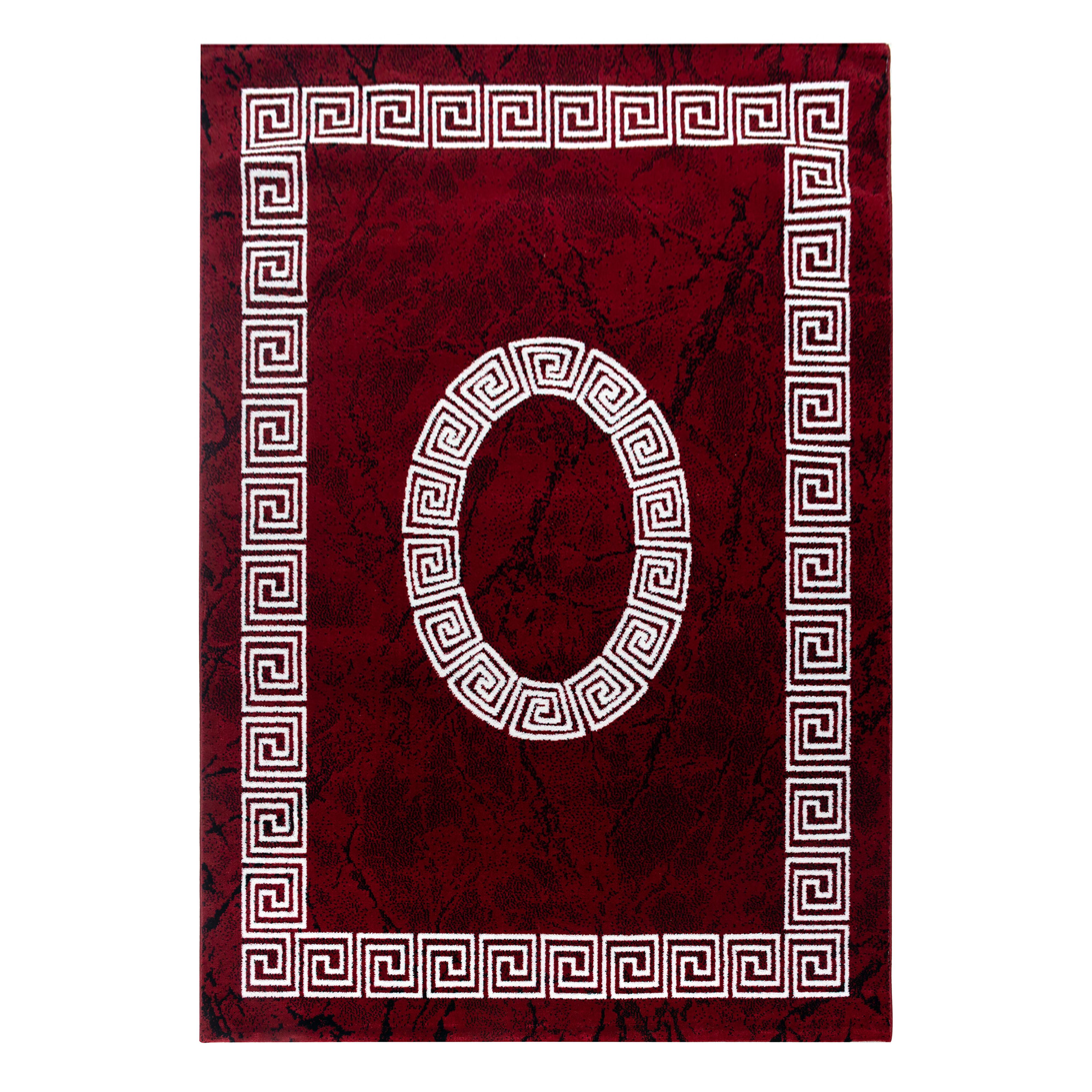 KURZFLORTEPPICH INN, mit Mäander-Muster, Rot, 120 x 170 cm - Rot, Textil (120/170cm) - KADIMA DESIGN