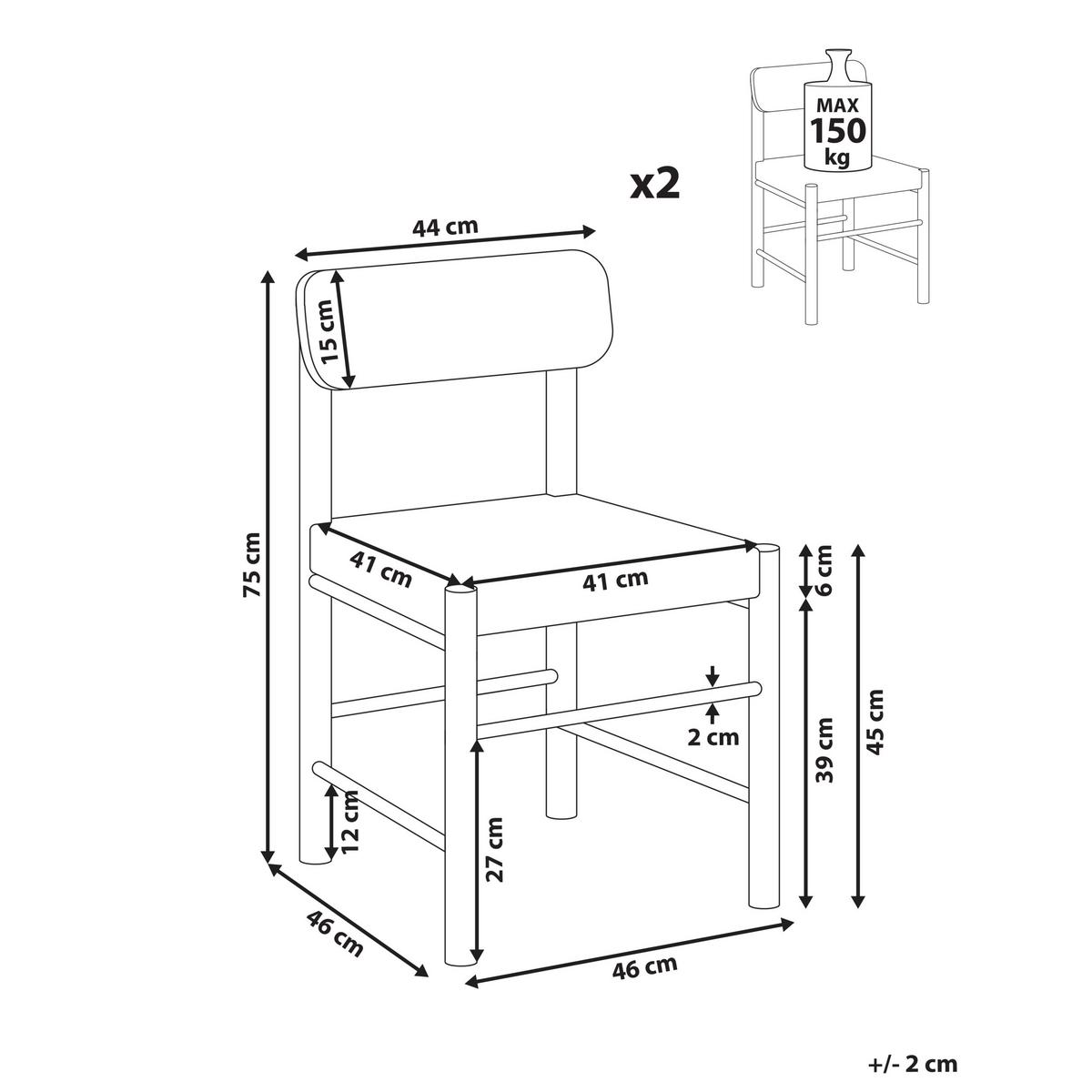 ESSZIMMERSTUHL 2er-Set Holz Braun Digne - Braun, Holz (46/75/46cm) - Beliani