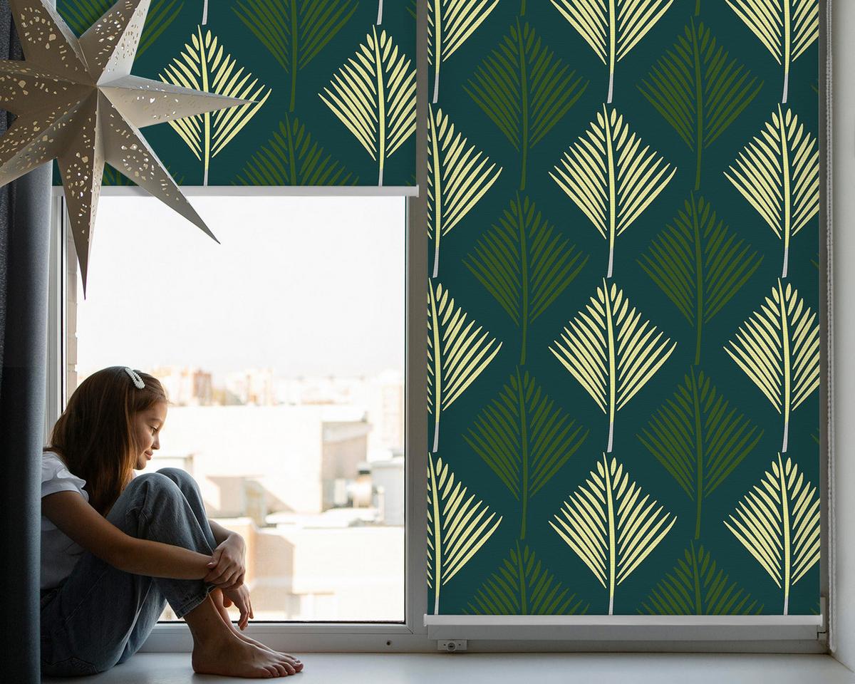 INNENROLLO - Fensterrollo - Rollo - 130x140 cm - Pflanzen - Grün, Kunststoff (130/140/0.5cm) - TULUP