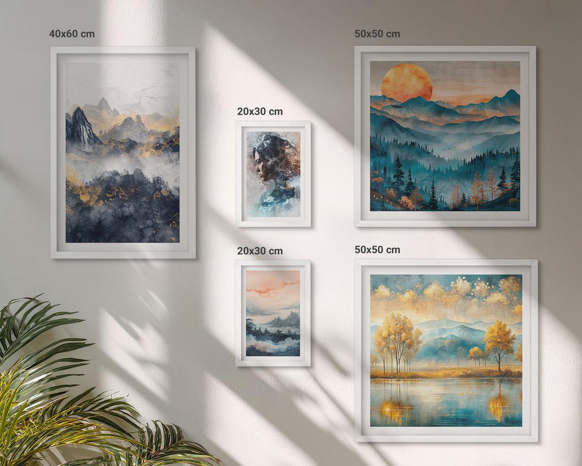 BILDER SET 5er Set - 50x50 cm & 20x30 cm & 40x60 cm Weißer Rahmen - Tropische Pflanzen, Vögel, Natur - Weiß, Kunststoff (40/60cm) - TULUP
