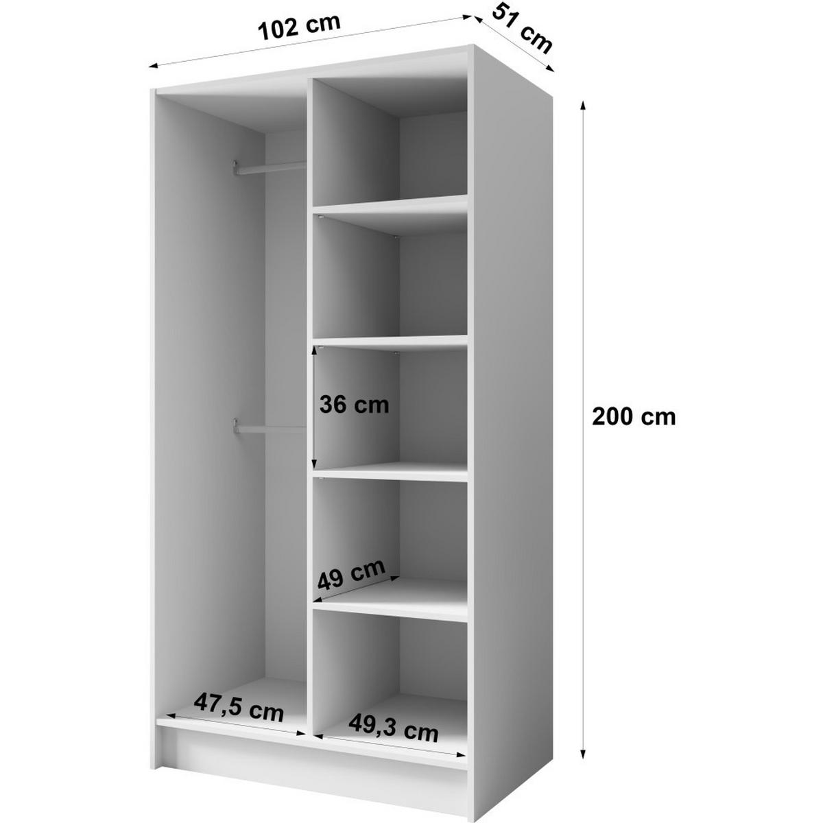 DREHTÜRENSCHRANK Pavia ohne Spiegel, Weiß mit mit schwarzen Griffen, 100 cm - Weiß, Holzwerkstoff (100/200/51cm) - Beautysofa