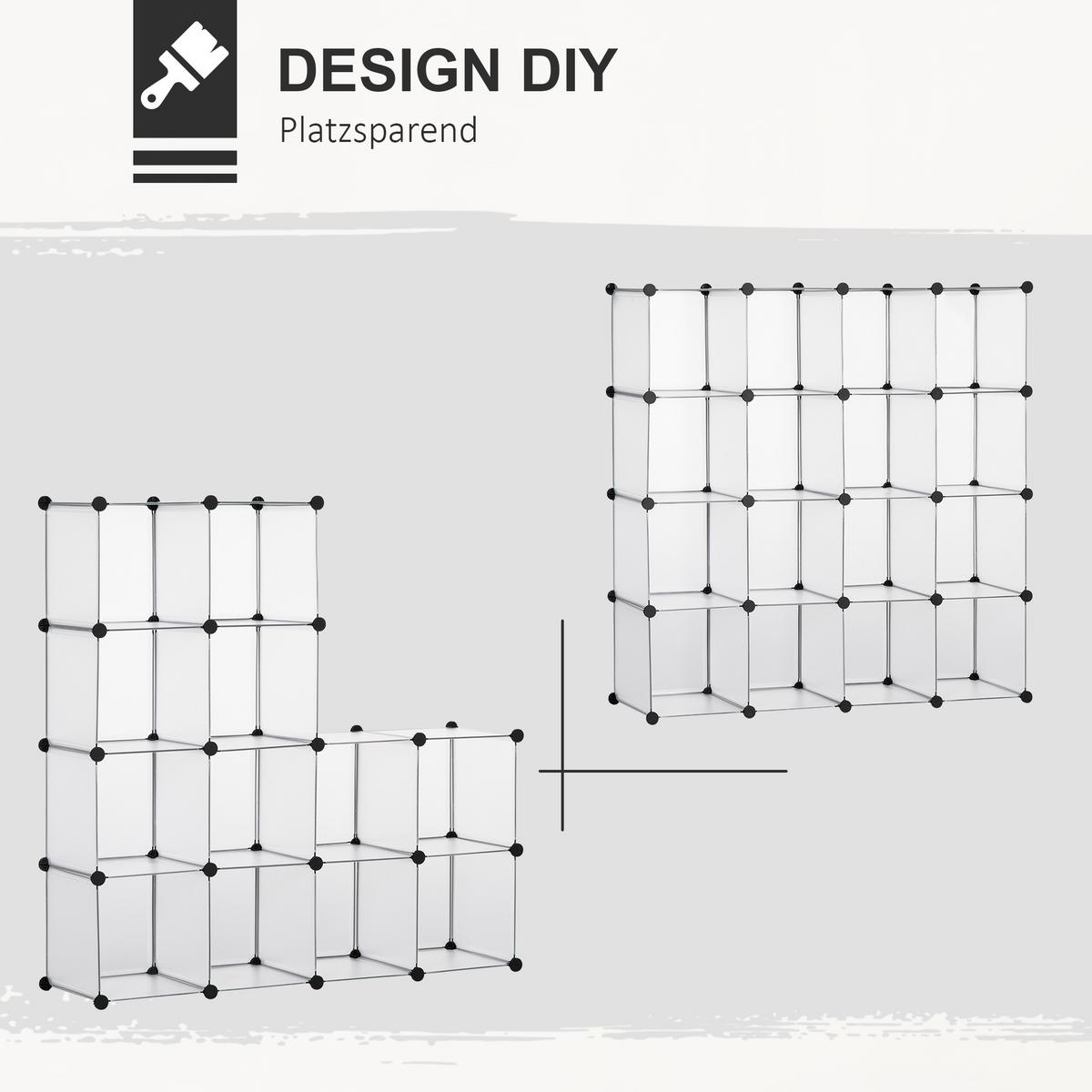 DIY Regalsystem, Kleiderschrank, Weiß - Weiß, Metall (32/125/125cm) - HOMCOM
