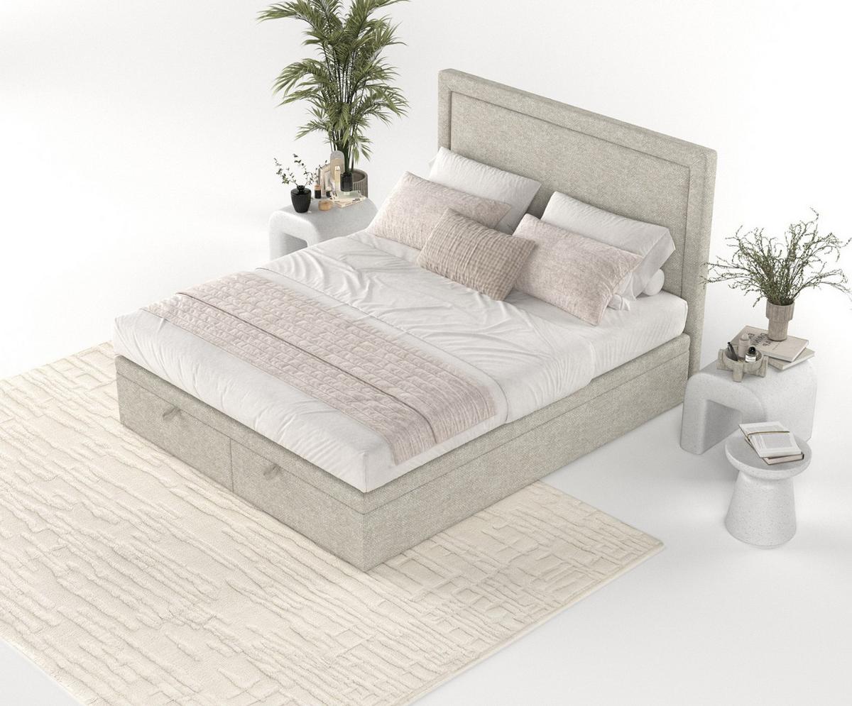 POLSTERBETT Salma mit Stauraum 120/200 cm Beige im Alta Stoff - Beige/Schwarz, Holz/Holzwerkstoff (120/200cm) - AltaBeds