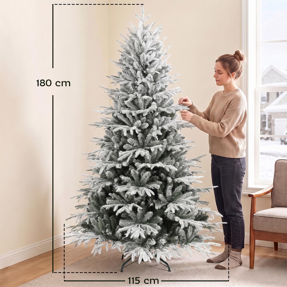 KÜNSTLICHER-WEIHNACHTSBAUM PE Metall Grün Weiß - Grün, Kunststoff (180cm) - HOMCOM