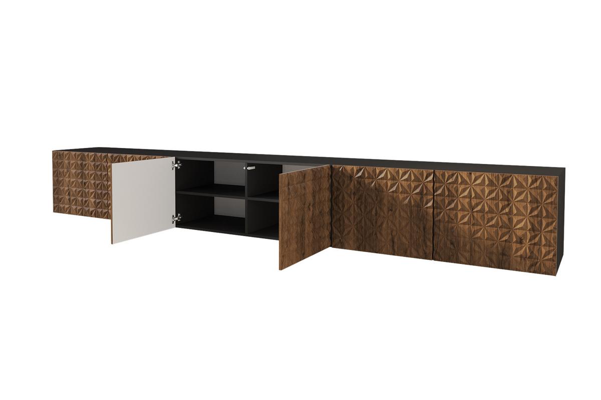 LOWBOARD VIRA-W 3x100x40x40 cm - Schwarz / Katania - Eiche Wotan, Holzwerkstoff (300/40/40cm) - ALTDECOR