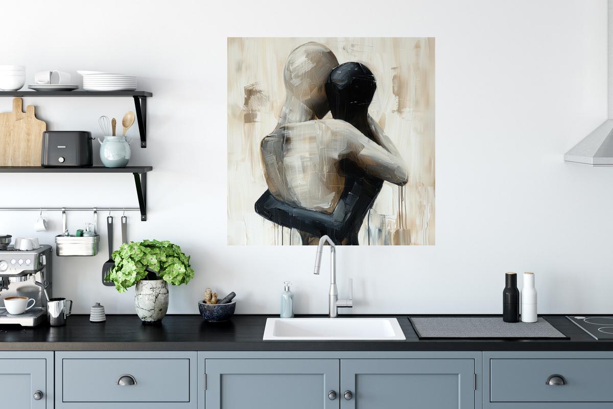 WANDTATTOO Abstrakt - Liebe - Schwarz und weiß - Modern Wanddeko 50x50 cm - Schwarz, Kunststoff (50/50/0.1cm) - MuchoWow