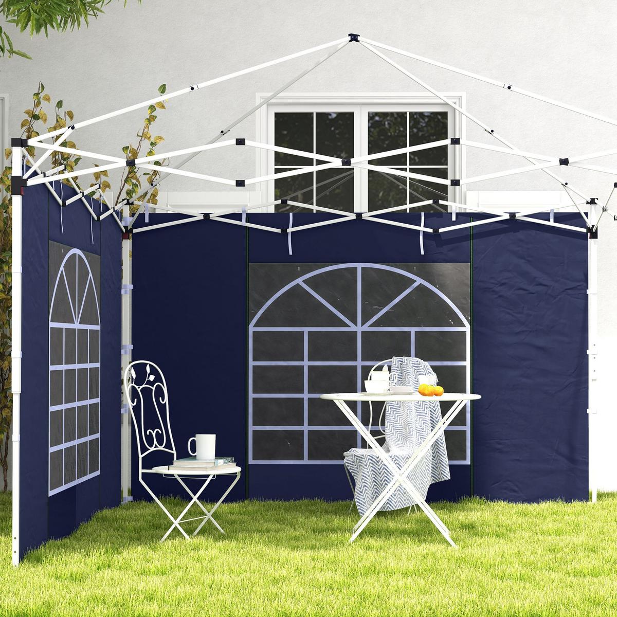 SEITENWÄNDE für 3 x 3/ 3 x 6 m Pavillon, Oxford, Blau - Blau, Kunststoff (1/195/295cm) - Outsunny
