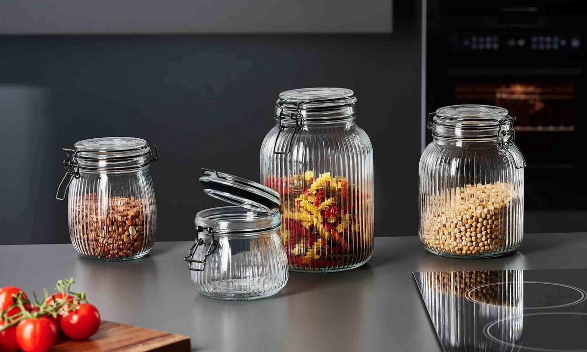 VORRATSGLÄSER MIT CLIP-VERSCHLUSS Lumos transparent 1,4 l 6er Set - Transparent, Glas (13/17/13cm) - Ritzenhoff Breker