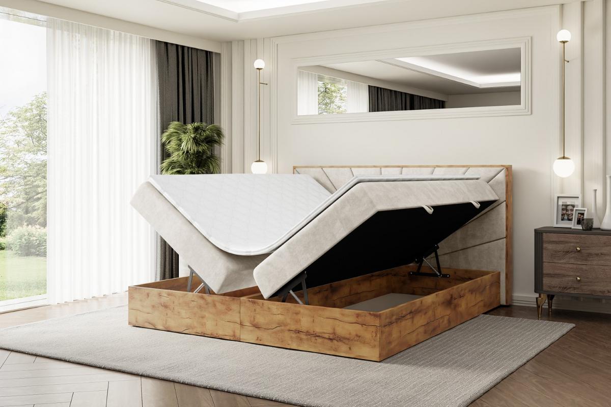 BOXBETT mit Matratze H4 und Lattenrost - LOLLI6 - 140x200 - Beige - Champagner, Holzwerkstoff/Kunststoff (140/200cm) - ALTDECOR
