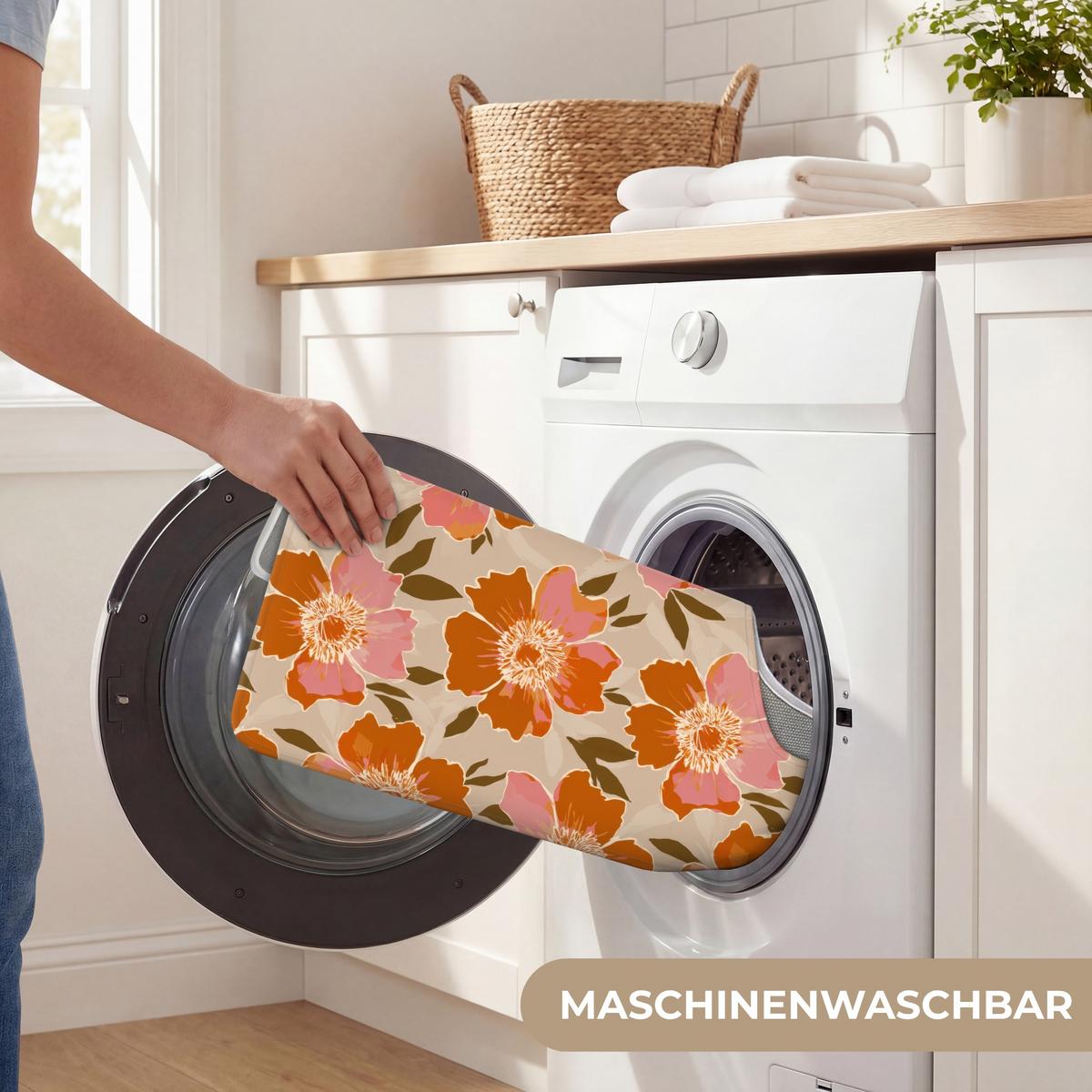 WC-VORLEGER Blumen - Motiv - Retro Toilettenvorleger 55x60 cm - Multicolor, Textil (55/1cm) - OnlyWow