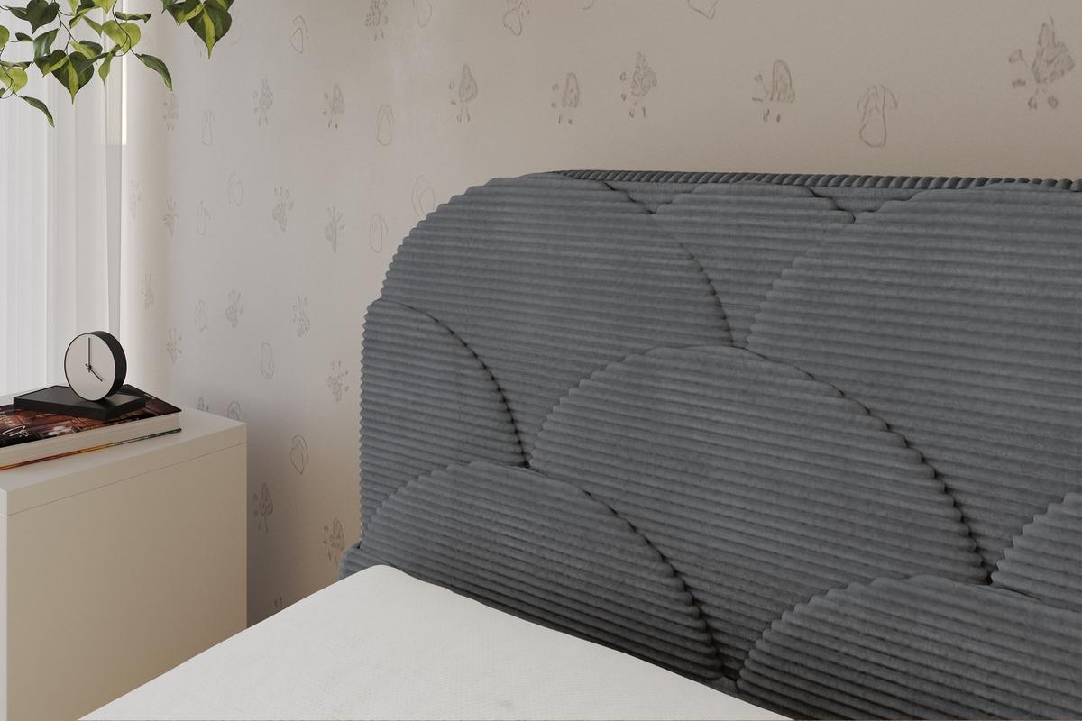 EINZELLBETT Jugendbett mit Bettkasten, Rechts - ELRY 100x200 Dunkelgrau - Schieferfarben, Holzwerkstoff/Textil (100/200cm) - ALTDECOR