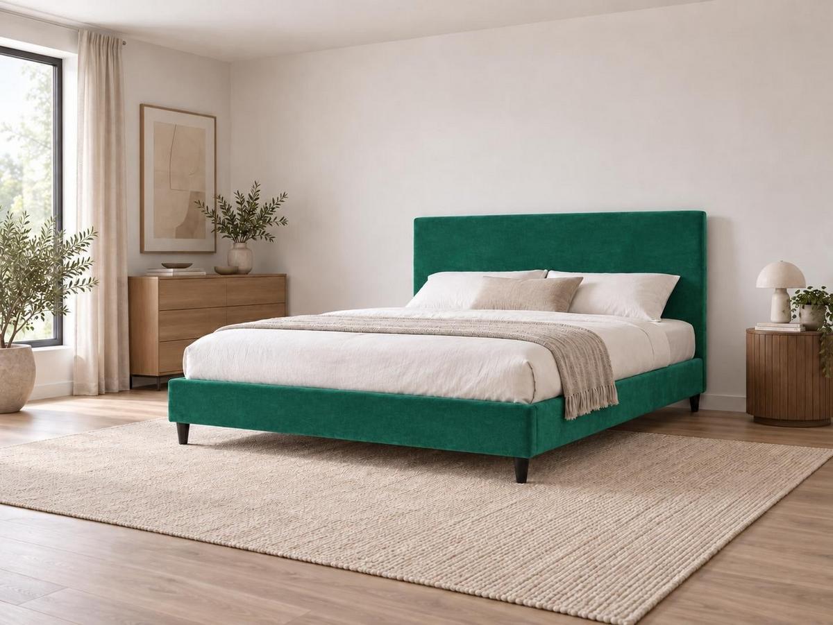 BETTRAHMENBEZUG Samtstoff 140/200 cm Dunkelgrün Fitou - Dunkelgrün, Textil (150/214cm) - Beliani
