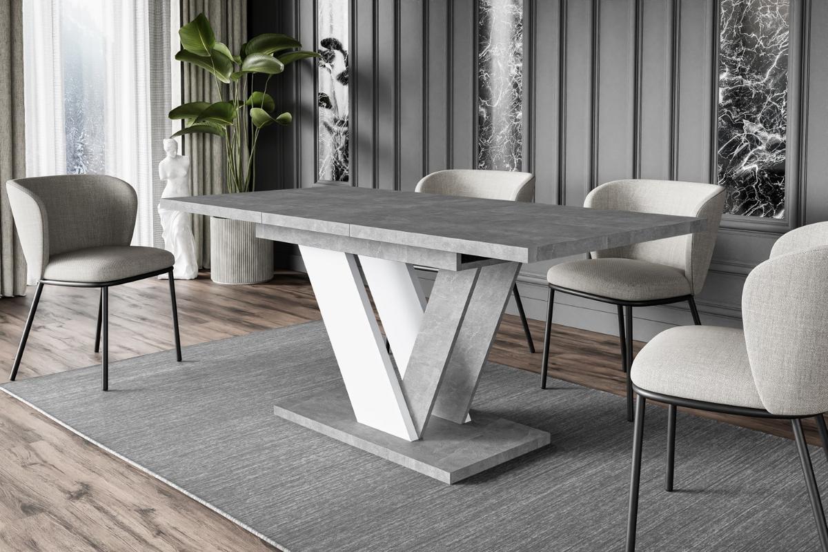 ESSTISCH ausziehbar 120 -160x80x75 cm - Stone / White - CLASI - Weiß/Grau, Holzwerkstoff (120/80/75cm) - ALTDECOR