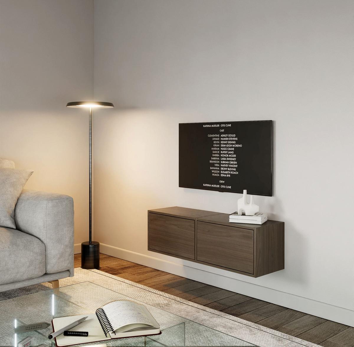 TV-LOWBOARD hängend, 2 Klappen, Walnuss, 100 cm - Dunkelbraun, Holzwerkstoff (100.6/30/30cm) - Selsey
