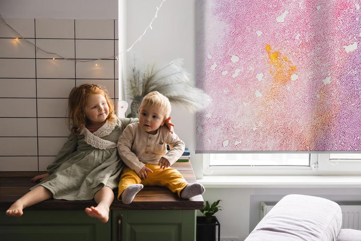 INNENROLLO - Fensterrollo - Rollo - 120x140 cm - Künstlerischer Farbklecks - Pink, Kunststoff (120/140/0.5cm) - TULUP