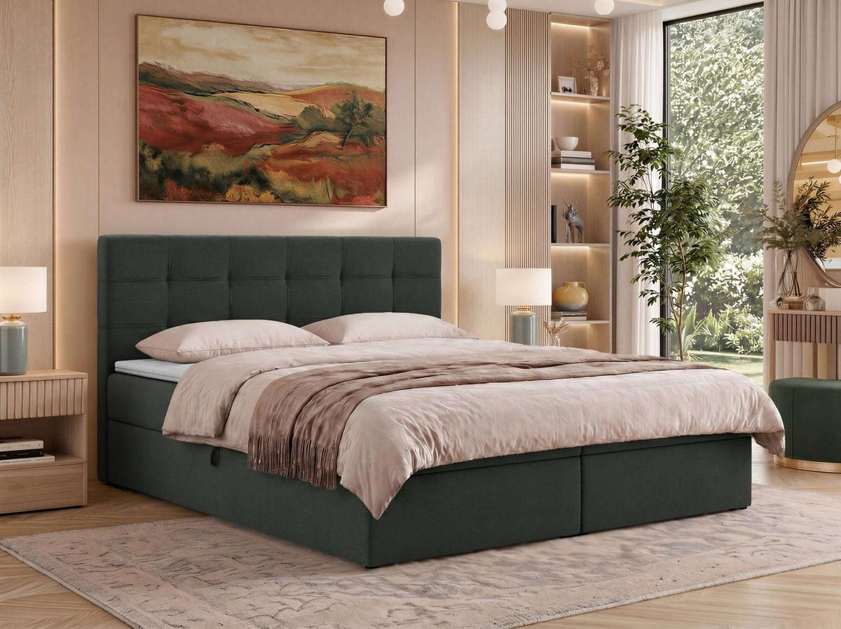 BOXBETT SOLVEN 160/200 - Dunkelgrau Jersey - Topper T25 - H3 - Dunkelgrau/Schwarz, Kunststoff/Textil (160/200cm) - MKS