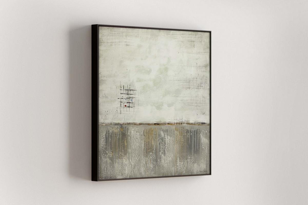 ACRYLBILD HANDGEMALT 80/80 cm - Beige/Grau, Holz/Textil (80/80cm) - KUNSTLOFT